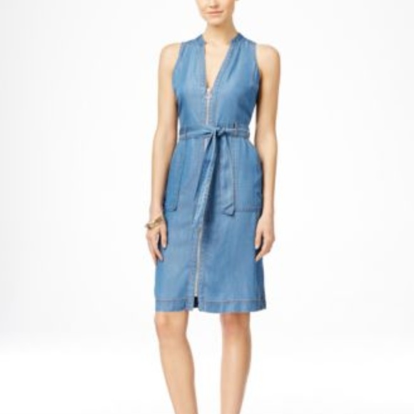 INC International Concepts Dresses & Skirts - I.N.C. Petite Sleeveless Front-Zip Dress Indigo